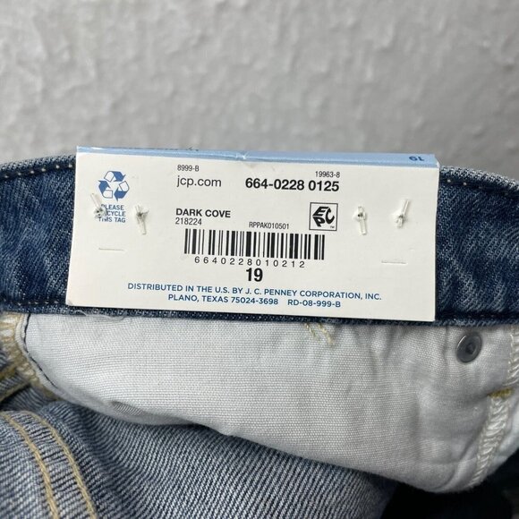 Arizona Jean Shorts Women's Sz 19 Blue Highrise Distressed Denim Stretch Raw Hem - Picture 11 of 12